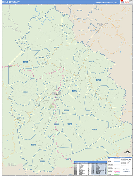Leslie County, KY Zip Code Map
