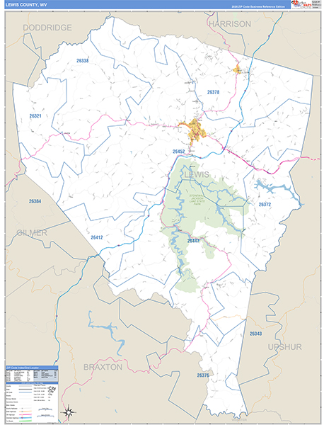 Lewis County, WV Zip Code Map