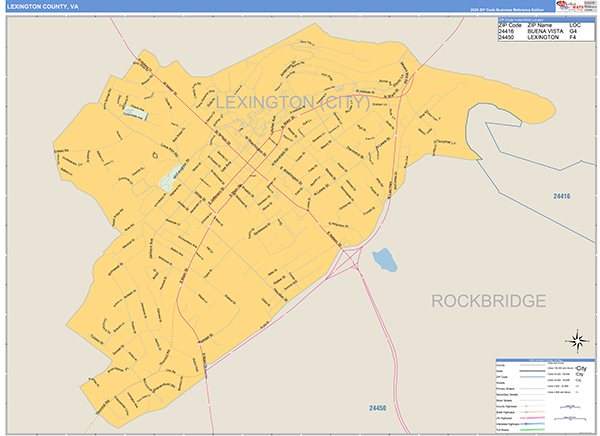 Lexington County, VA Wall Map