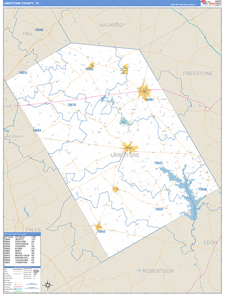Limestone County, TX Zip Code Map