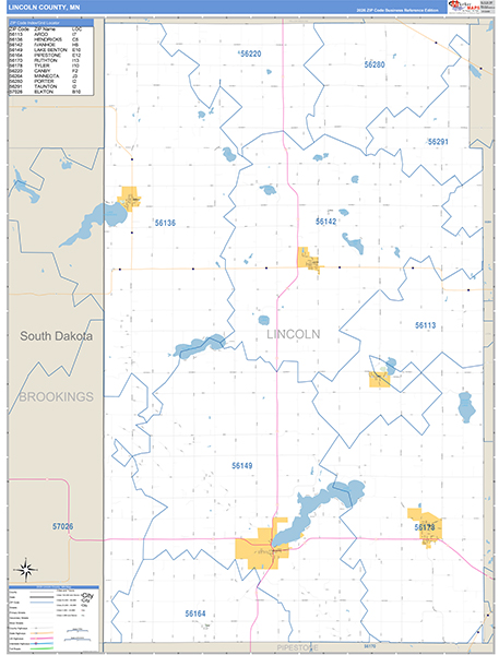 Lincoln County, MN Zip Code Map