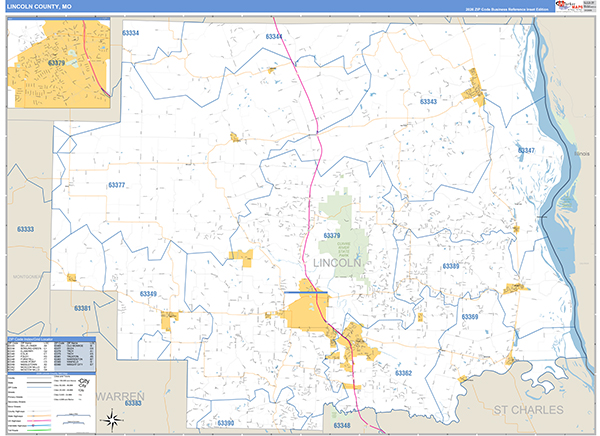 Lincoln County, MO Map Basic Style