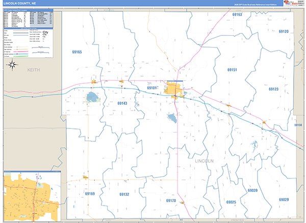Lincoln County, NE Carrier Route Wall Map
