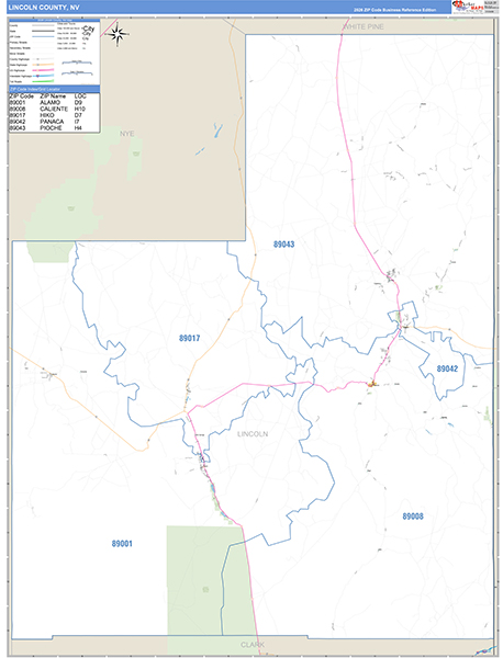 Lincoln County, NV Zip Code Map