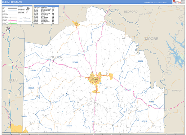 Lincoln County, TN Zip Code Map