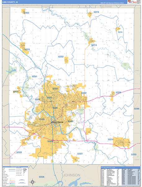 Linn County, IA Zip Code Map