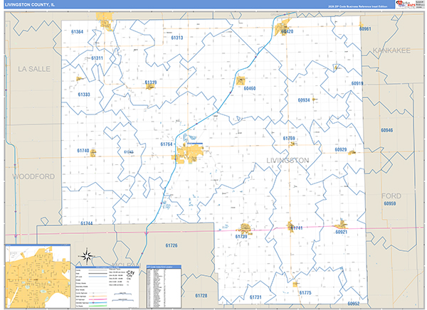 Livingston County, IL Zip Code Map