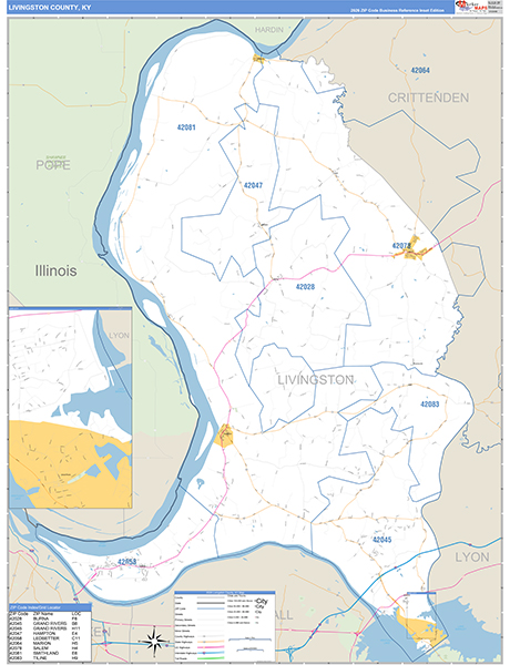 Livingston County, KY Zip Code Map