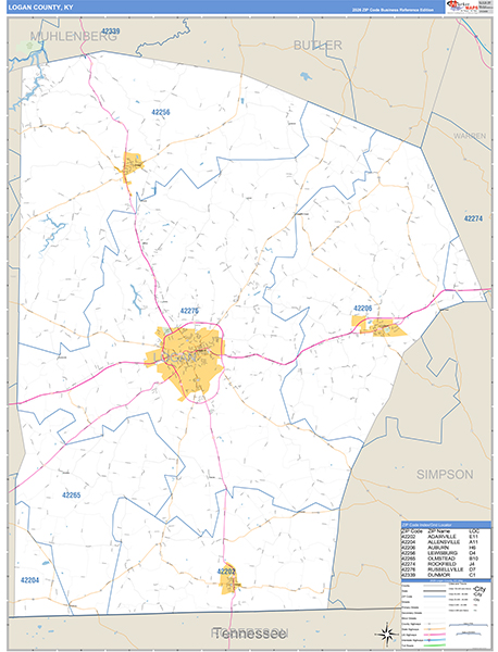 Logan County, KY Zip Code Map