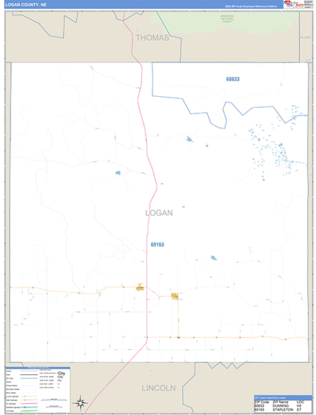 Logan County, NE Zip Code Map