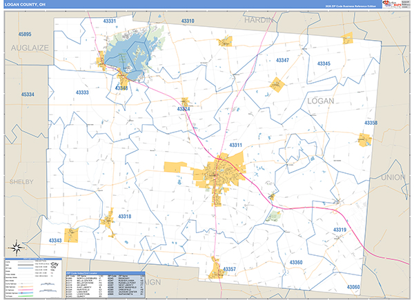 Logan County, OH Zip Code Map