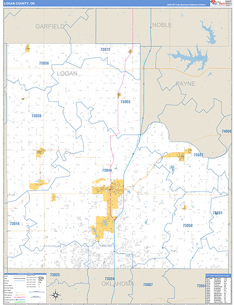 Logan County, OK Carrier Route Wall Map