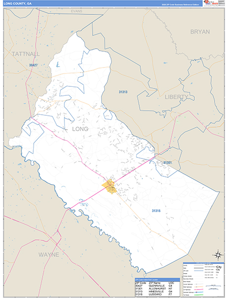 Long County, GA Zip Code Map