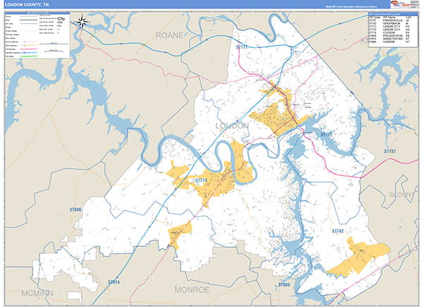 Loudon County, TN Zip Code Map