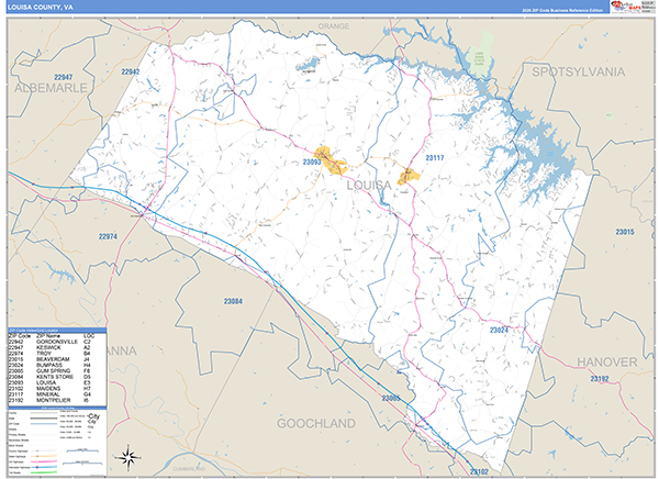Louisa County, VA Zip Code Map