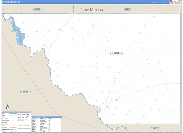 Loving County, TX Zip Code Map