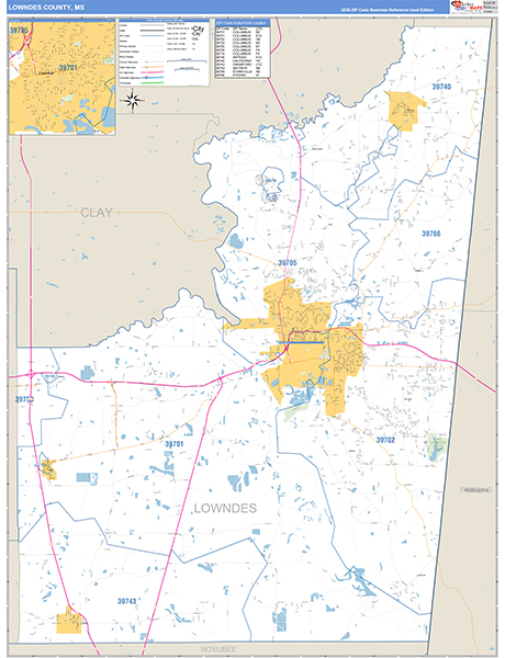Lowndes County, MS Zip Code Map