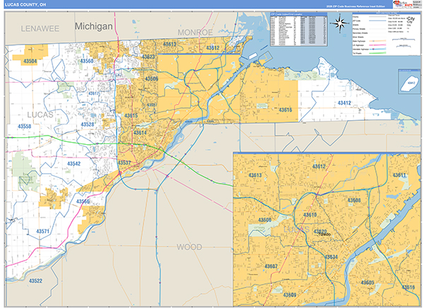 Lucas County, OH Zip Code Map