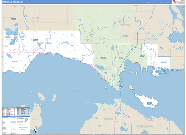 Mackinac County, MI Zip Code Map