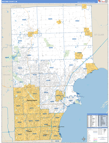 Macomb County, MI Zip Code Map