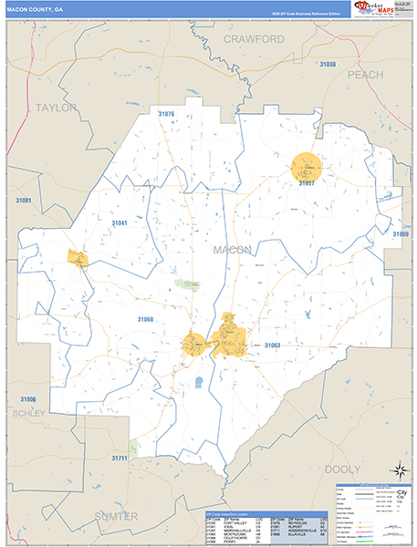 Macon County, GA Zip Code Map