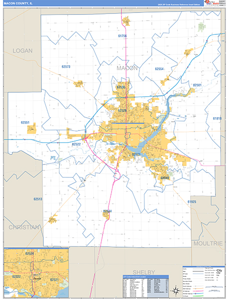 Macon County, IL Zip Code Map