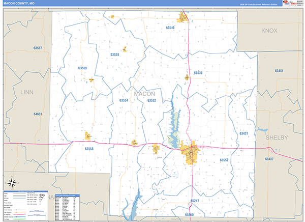 Macon County, MO Zip Code Map