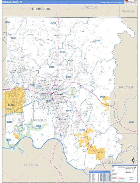 Madison County, AL Zip Code Map