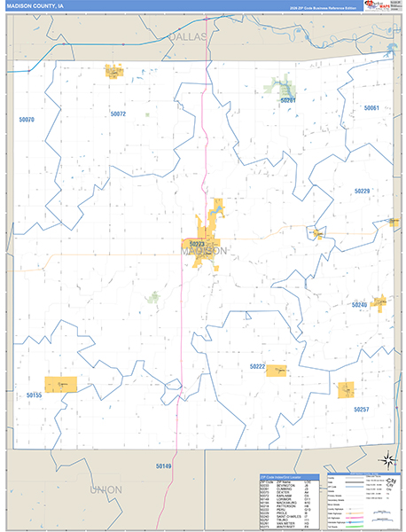 Madison County, IA Carrier Route Wall Map