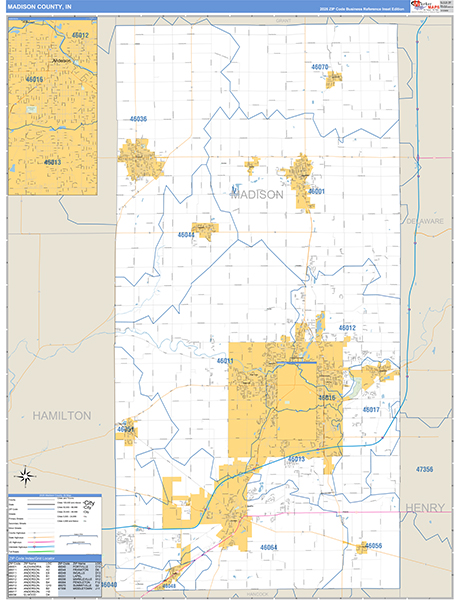 Madison County, IN Zip Code Map