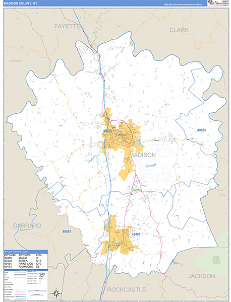 Madison County, KY Zip Code Map