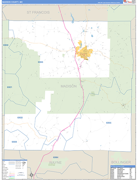 Madison County, MO Zip Code Map