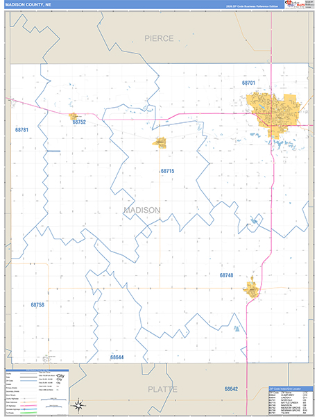 Madison County, NE Zip Code Map