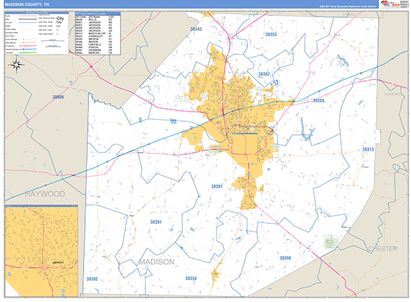 Madison County, TN Zip Code Map