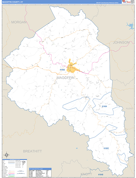Magoffin County, KY Zip Code Map