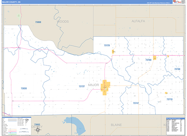 Major County, OK Carrier Route Wall Map