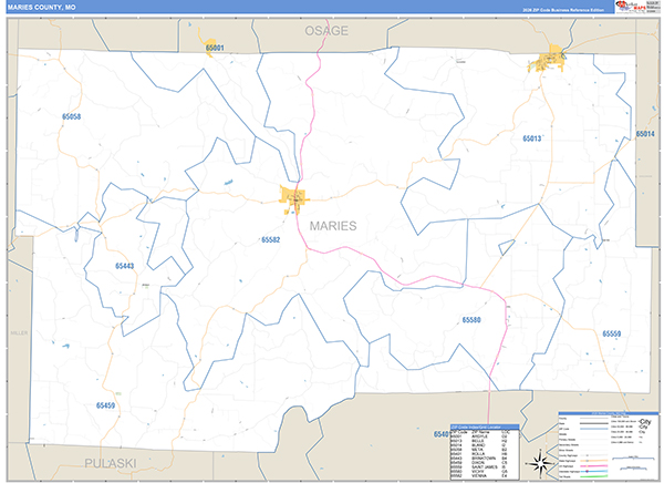 Maries County, MO Map Basic Style