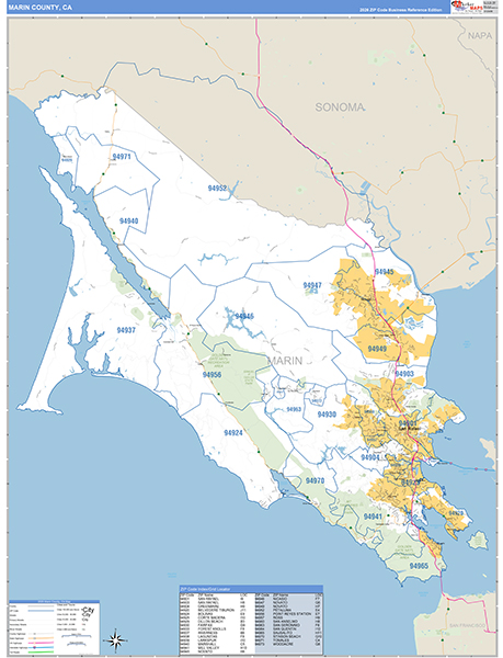 Marin County, CA Map Basic Style