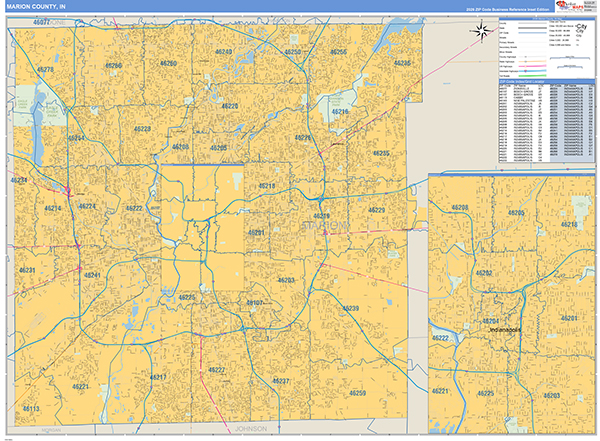 Marion County, IN Zip Code Map