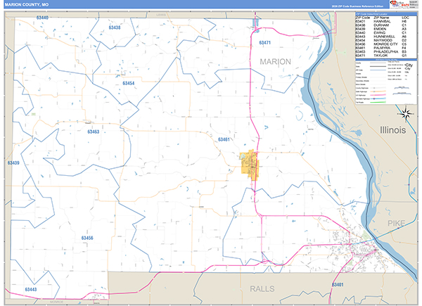Marion County, MO Map Basic Style