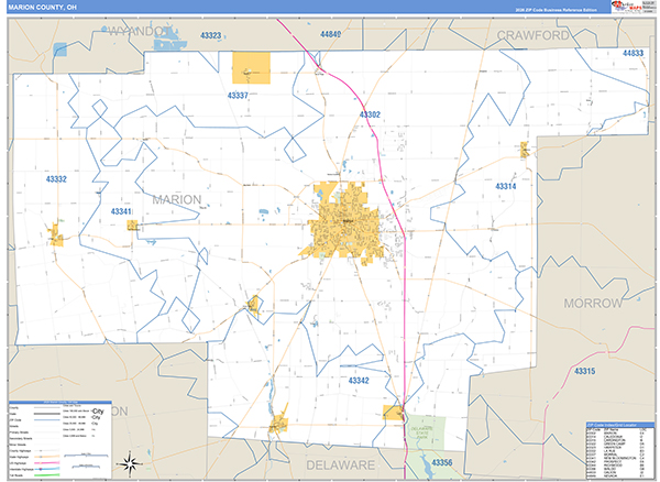 Marion County, OH Zip Code Map