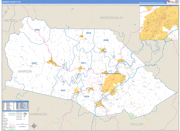 Marion County, WV Zip Code Map