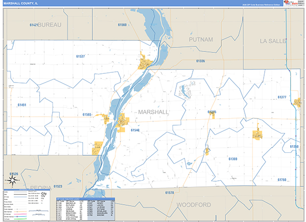 Marshall County, IL Zip Code Map