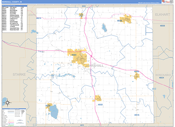 Marshall County, IN Zip Code Map
