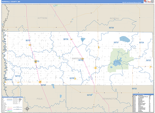 Marshall County, MN Zip Code Map