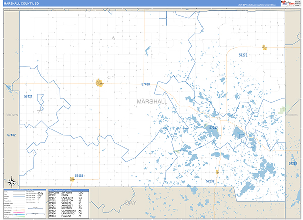 Marshall County, SD Carrier Route Wall Map
