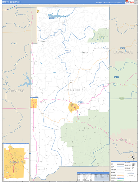 Martin County, IN Zip Code Map
