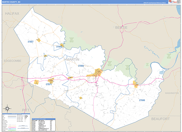 Martin County, NC Zip Code Map