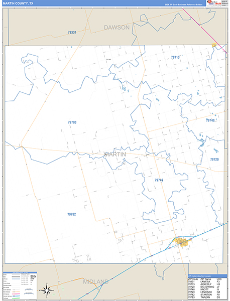 Martin County, TX Zip Code Map