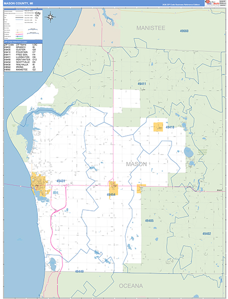 Mason County, MI Zip Code Map